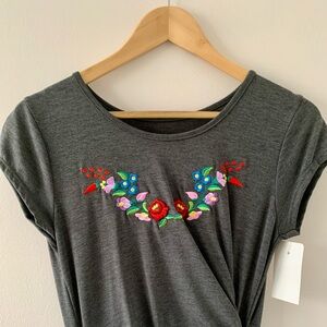 H&D | made in Italy grey cotton Hungarian embroidered dress